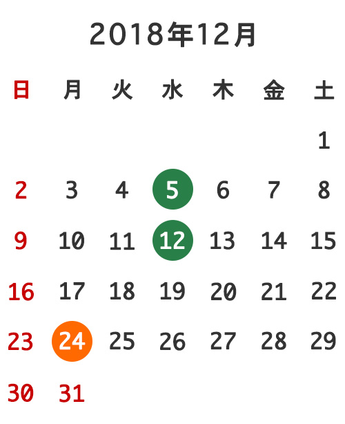18年市場カレンダー 東京新宿ベジフル株式会社